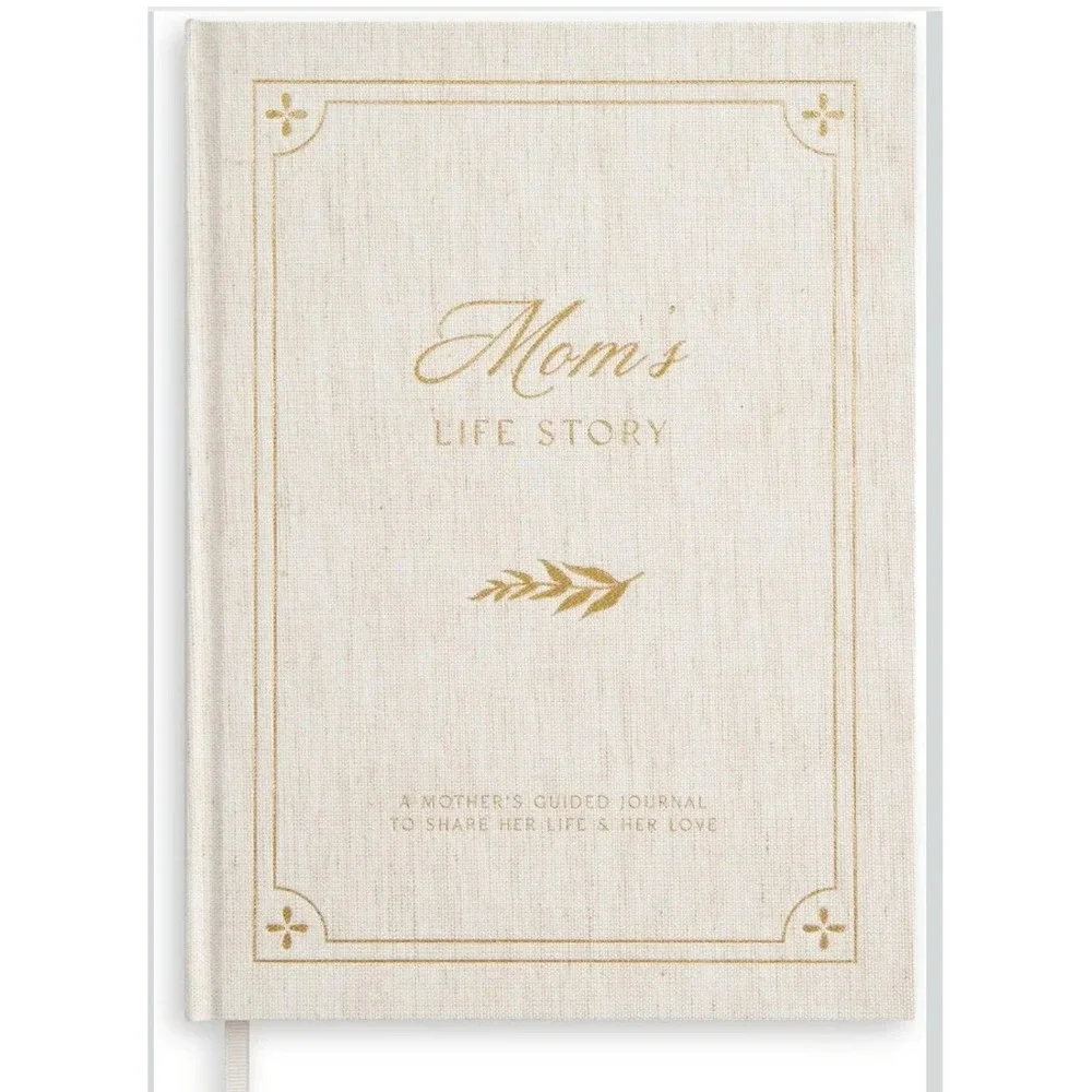 And Per Se Mom's Life Story Guided Journal Linen Gold Foil Memory Keepsake Book